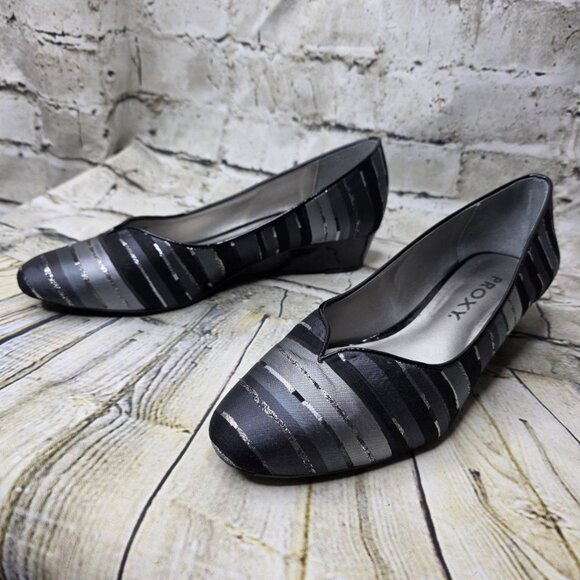 PROXY Black Gray Silver Womens Emastine Dress Wedge Heels Shoes  Size 9.5B - Picture 4 of 8